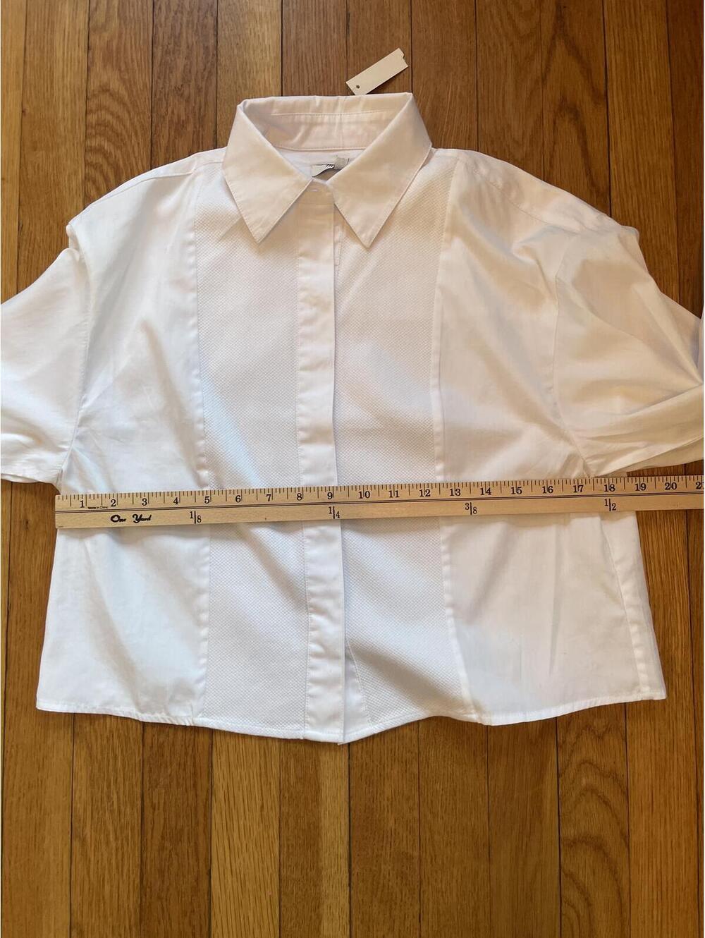 Madewell White Straight Hem Tuxedo Shirt XXS Boxy Crop New With Tags - Picture 3 of 7